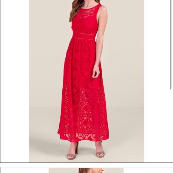 Red lace maxi dress - Picture 1 of 3